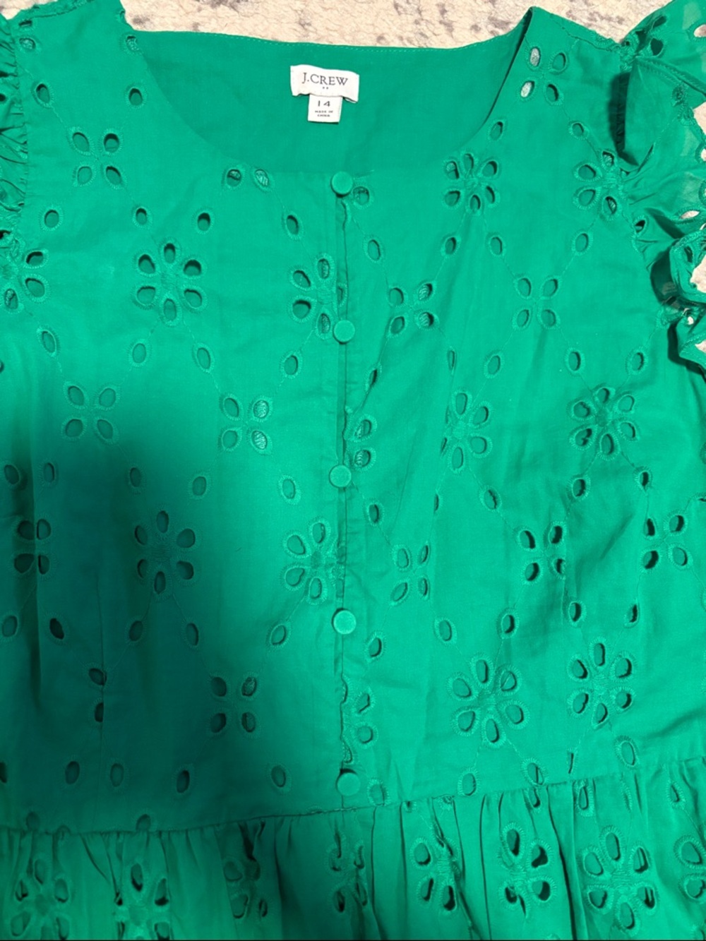 J. Crew Green Eyelet Midi Dress - Picture 5 of 11